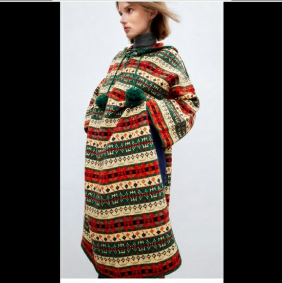 Zara knit jacquard poncho - Picture 2 of 8